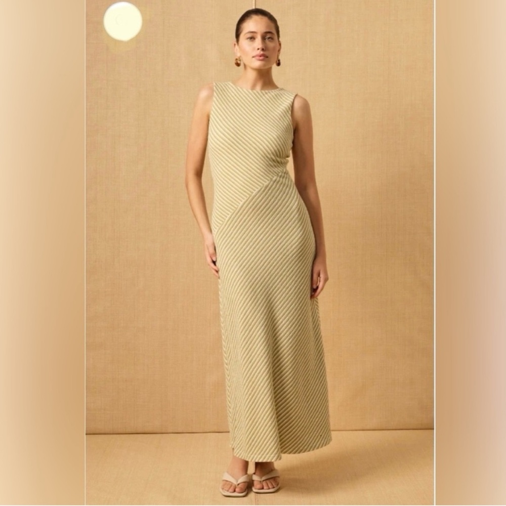 Elegant Striped Cream Dress
